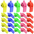 Sports Whistles with Lanyard 25 Pcs Soccer Pattern Loud Sound Party Favors - Mixed Colors