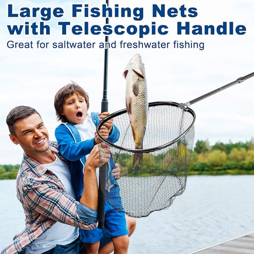 Telescoping Fishing Net with 20-Inch Deep Mesh and Aluminum Handle