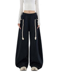 BeRamg Baggy Sweatpants for Women Men High Waist Wide Leg Sweatpants Oversize Barrel Pants Casual Trousers(Black2-XL)