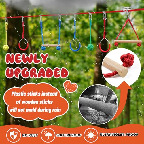 60ft Ninja Warrior Obstacle Course for Kids with Accessories & Tree Protectors