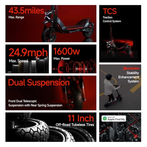 Electric Scooter ZT3 Pro - Up to 24.9 MPH, 43.5-Mile Range, Off-Road Suitable
