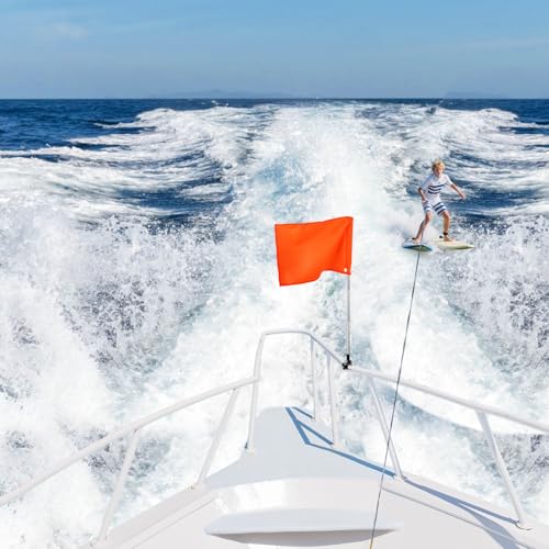 Adjustable Orange Boat Flag with 54-Inch Pole & Mounting Holder