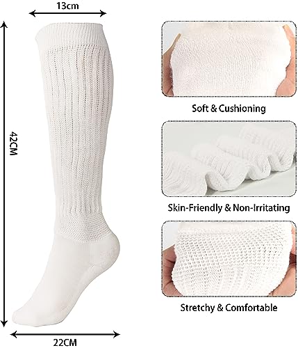 Women Thigh High Slouch Socks - Soft Scrunch Boot Socks 1 Pack, White, One Size - 3 Pairs