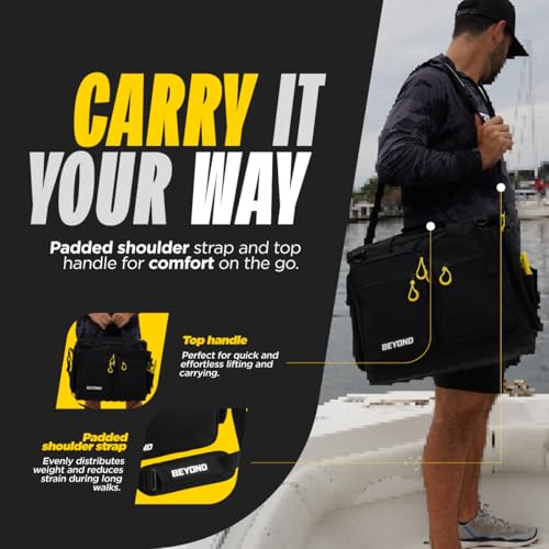 Beyond Braid Large Water-Resistant Tackle Bag for Fishing Equipment – Holds 9 Tackle Boxes