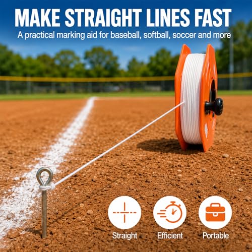 Baseball & Softball Field Marking String Winder Set with Nylon Cord and Ground Anchor