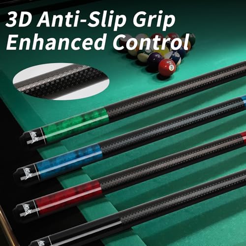 AKLOT Translucent Wood Finish Pool Cue Stick 58'' 18-21oz for Adults & Beginners