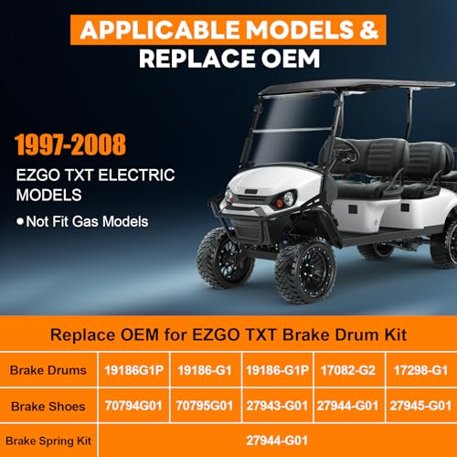 Black Golf Cart Brake Maintenance Kit for EZGO TXT PDS 1997+ Electric Models