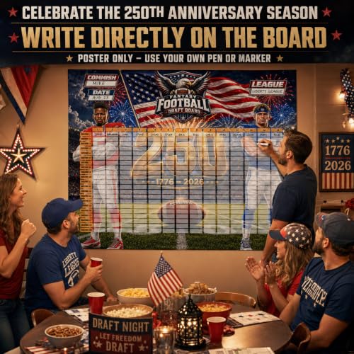 2026-2027 Fantasy Football Draft Board 250th Anniversary Patriotic Design