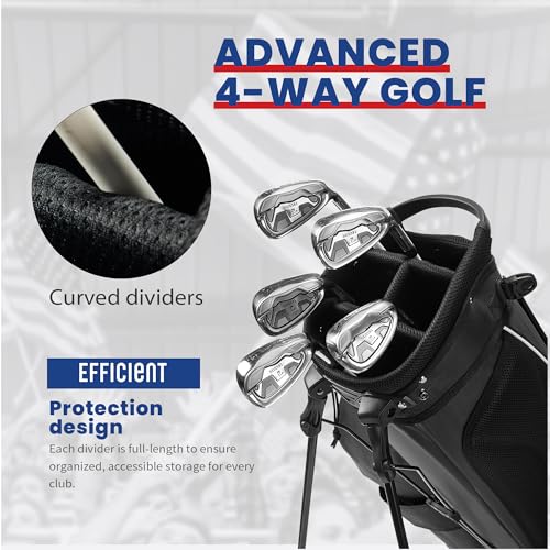 uniHimal 4-Way Golf Stand Bag Waterproof Lightweight with Full-Length Divider