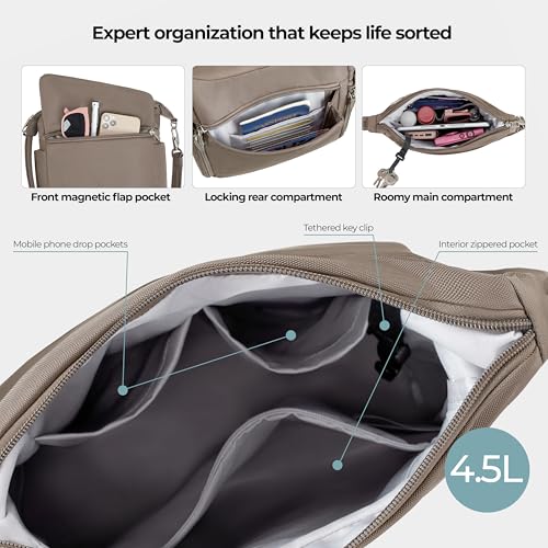 Travelon Hazelnut Anti-Theft Messenger Bag, 9 x 12.5 x 3.5 Inches, Secure Crossbody