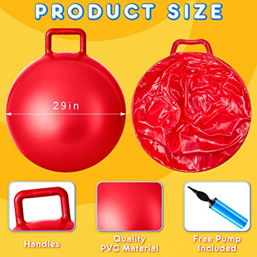 Lewtemi 6 Pcs Rainbow 29 Inch Hopper Balls with Handles – Large Exercise Bouncy Balls for Kids & Adults