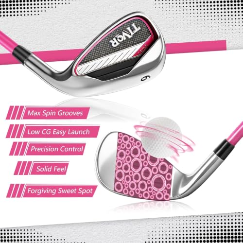 Golf Clubs Set for Men Women Right Hand Pink - 7-Piece Complete Golf Set