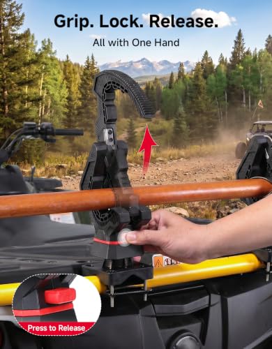 KEMIMOTO Ratcheting Hunting Tool Rack for UTV ATV - Quick Release Bow Holder