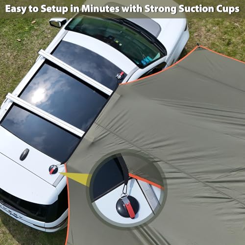 GEERTOP Lunar Green Car Side Awning 19 x 11 ft Waterproof Camping Shelter