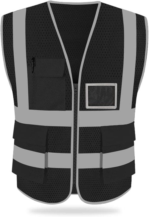 HYCOPROT High Visibility Reflective Safety Vest - ANSI/ISEA Compliant with Pockets & Zipper