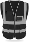 HYCOPROT High Visibility Reflective Safety Vest - ANSI/ISEA Compliant with Pockets & Zipper