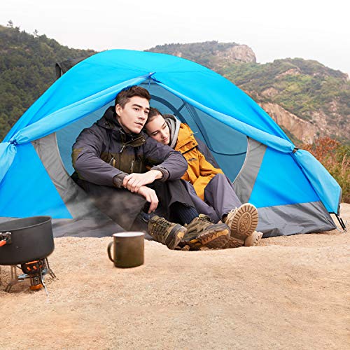 BISINNA 4-Person Blue Camping Tent Waterproof Lightweight Family Tent