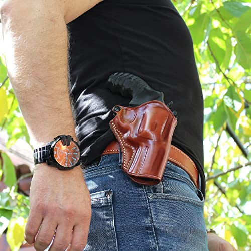 Premium Leather Paddle Holster for Python .357 Magnum 4.25" - Open Top, Adjustable Tension, Right-Hand Carry