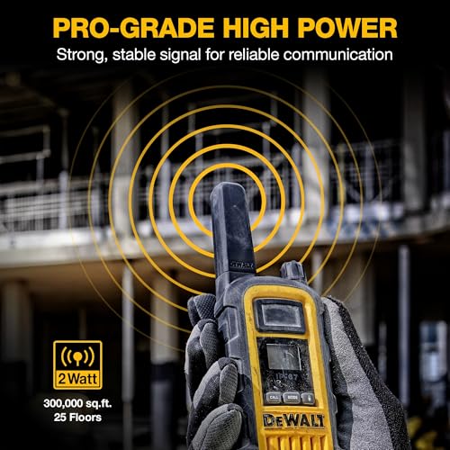 DEWALT DXFRS800 FRS Walkie Talkies 2W Waterproof 2 Pack - Long Range, Dustproof, 18-Hour Battery