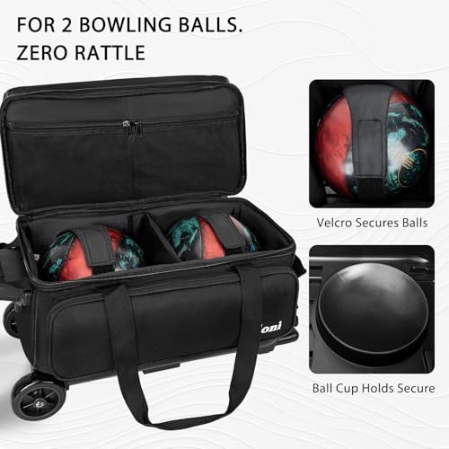 Goloni Double Roller Bowling Bag with Shoes Compartment - Black