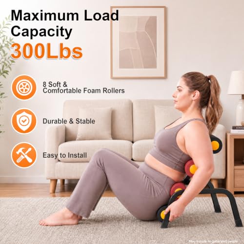 Mini Inversion Table with Rollers, Back Stretch & Support - Compact, Adjustable, Heavy-Duty