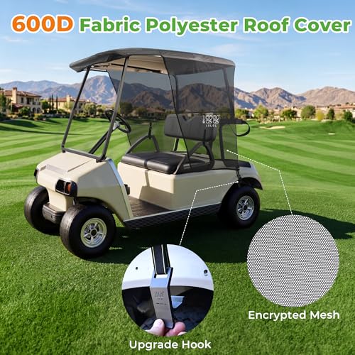 Black 10L0L 2-Passenger Golf Cart Sun Shade Cover for EZGO & Club Car