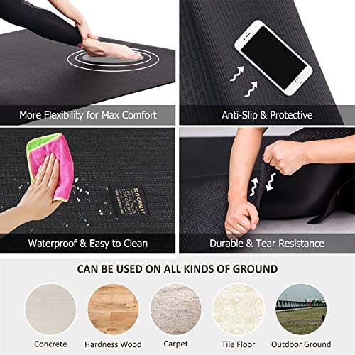 Gxmmat Large Yoga Mat 6'X4' Black - Non-Slip 7mm for Yoga, Pilates & Exercise