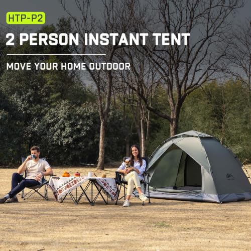 HAPPY TRAVEL Army Green 2 Person Pop Up Camping Tent, Instant Easy Setup