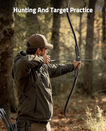 CVLIFE 62-Inch Recurve Bow Set with 40lb Draw Weight, Wooden Takedown Hunting Bow for Adults & Beginners