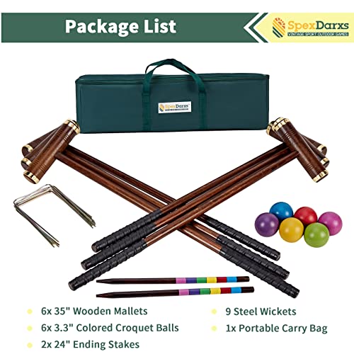 SpexDarxs 35-Inch 6-Player Croquet Set with Wooden Handles - Archaize Color