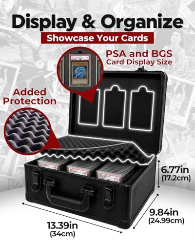 3-Row Graded Card Storage Box with Combination Lock - PSA Display, High Capacity