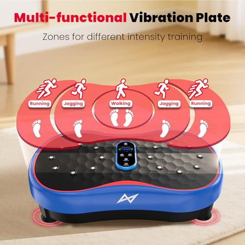 AXV Round Blue Vibration Plate Exercise Machine for Full-Body Workout