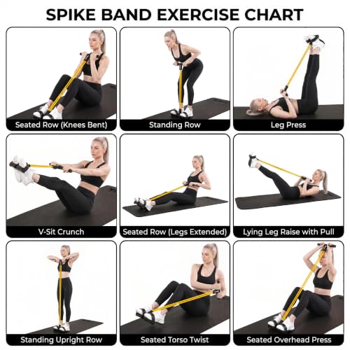 Spike Tummy Trimmer Pedal Resistance Band with Handle - Black Variation