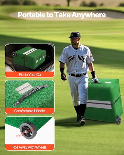 90 Inch Portable Baseball Pitching Mound with Wheels, Green Indoor/Outdoor Training Equipment