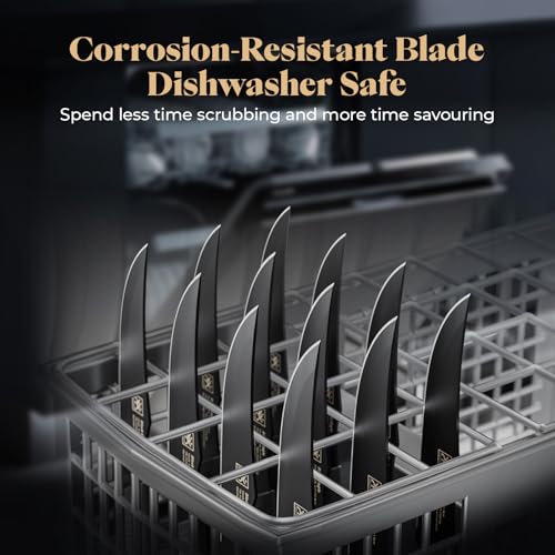 Set of 12 Non-Serrated Steak Knives - 4.7 Inch Dishwasher Safe Table Cutlery