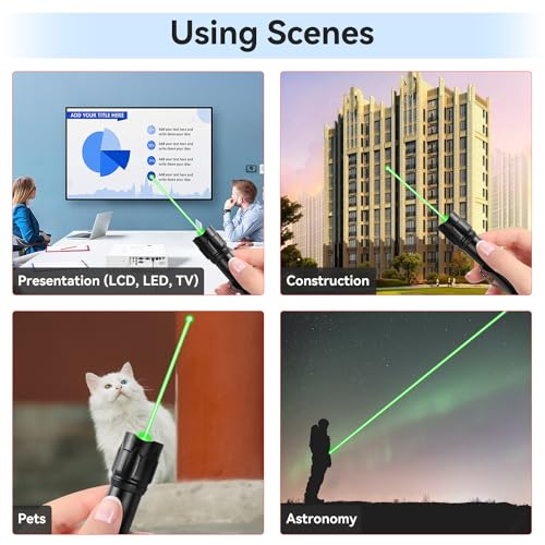 [4 Packs] Rechargeable Green Laser Pointer with Long Range & Starlight Patterns - High Power Tactical Light for Presentations & Outdoors - Variation 4