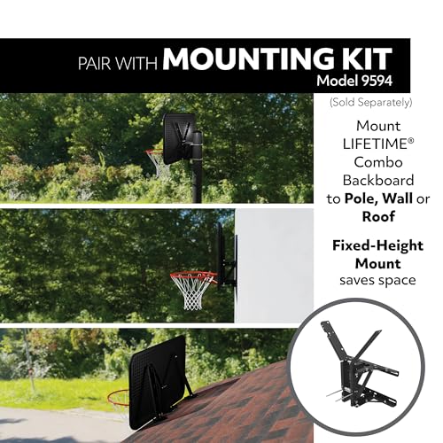 Lifetime 48-Inch Shatterproof NBA Backboard & Slam-It Pro Rim Basketball Hoop - Wall, Roof, or Pole Mount