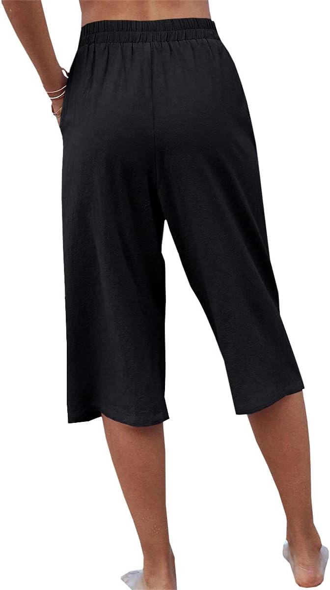 Veatzaer Women's Capri Harem Pants - Elastic Waist with Pockets | Casual Solid Yoga Trousers S-XXL