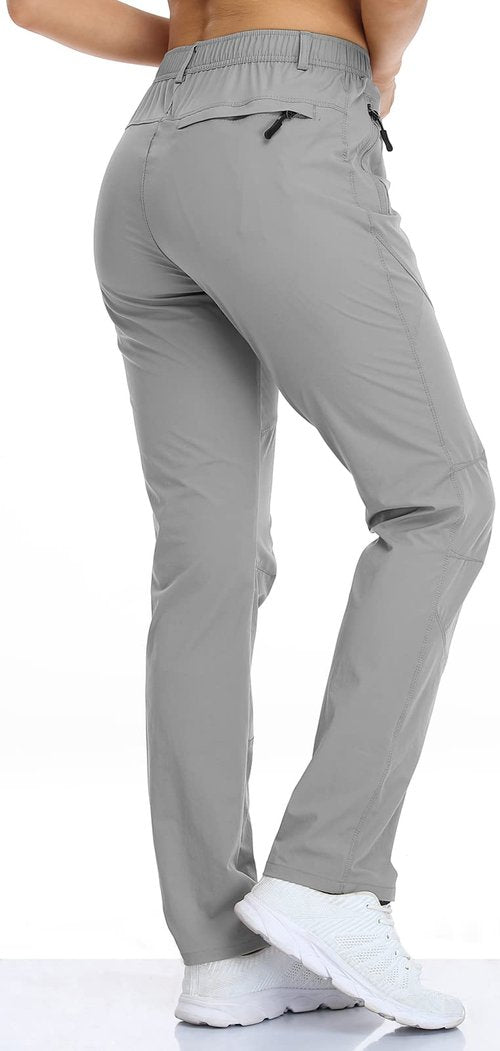 SPOSULEI Womens Golf Pants Lightweight Quick Dry Hiking Travel Pants Ladies Outdoor Water Resistant Casual Trekking Sweatpants with Pockets Light Grey S/29