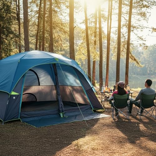 Camel Crown Ink-Blue 6-Person Waterproof Camping Tent - Easy Setup Backpacking Shelter