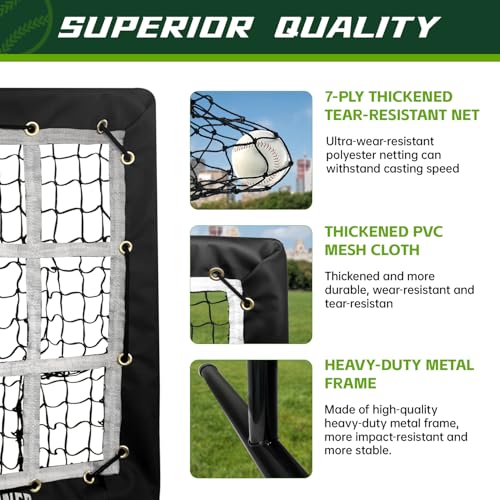 Heavy-Duty Baseball Pitching Net with Strike Zone - 9 Hole Adjustable Practice Trainer