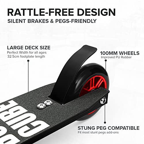 BOLDCUBE Black Kids Stunt Scooter 8-12 Years Freestyle 360° Aluminum Deck