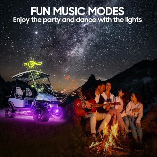 4-Pack Golf Cart Underglow LED Light Kit RGB Neon Underbody Lights Waterproof