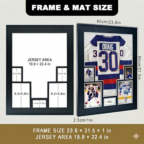 Large Sport Jersey Shadow Box Frame with UV Protection & Photo Slots - Aluminum