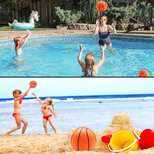 Orange Mini Basketball Balls Set - 5 Inch Bulk Pack with Pump