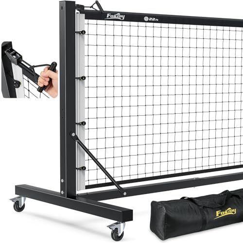 Fostoy Black Pickleball Net with Aluminum Frame & Dual Tension System