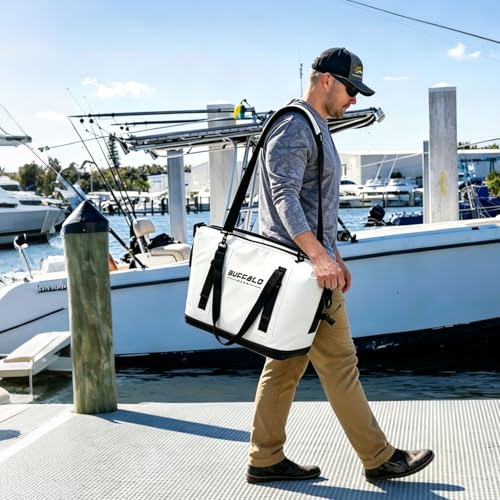 Buffalo Gear 24QT Fish Cooler Bag & Kill Bag White - Insulated Waterproof Fishing Storage