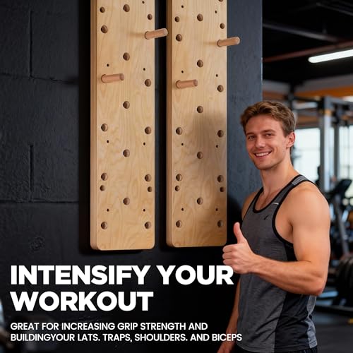 Extra-Thick Birch Plywood Climbing Peg Board with Beech Grips - Wall Mount Indoor Home Gym