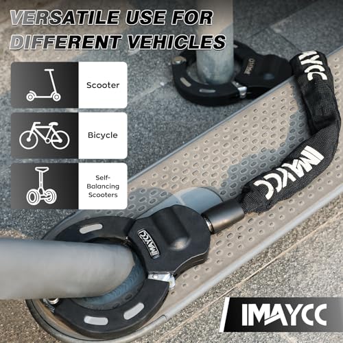 Heavy Duty Electric Scooter Lock with Bag - Black Alloy Chain Security