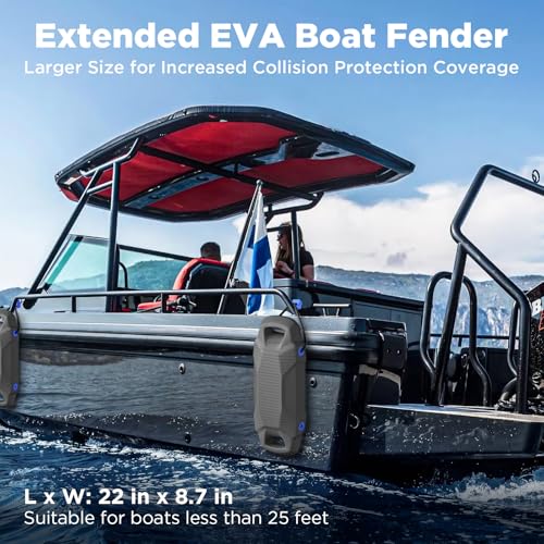 Ehaho 22-Inch EVA Boat Fenders - Gray, Double-Handle Dock Bumpers for Safe Mooring